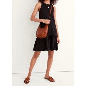 Madewell Women's Brightside Ruffle Hem Tank Mini Dress sz M Black